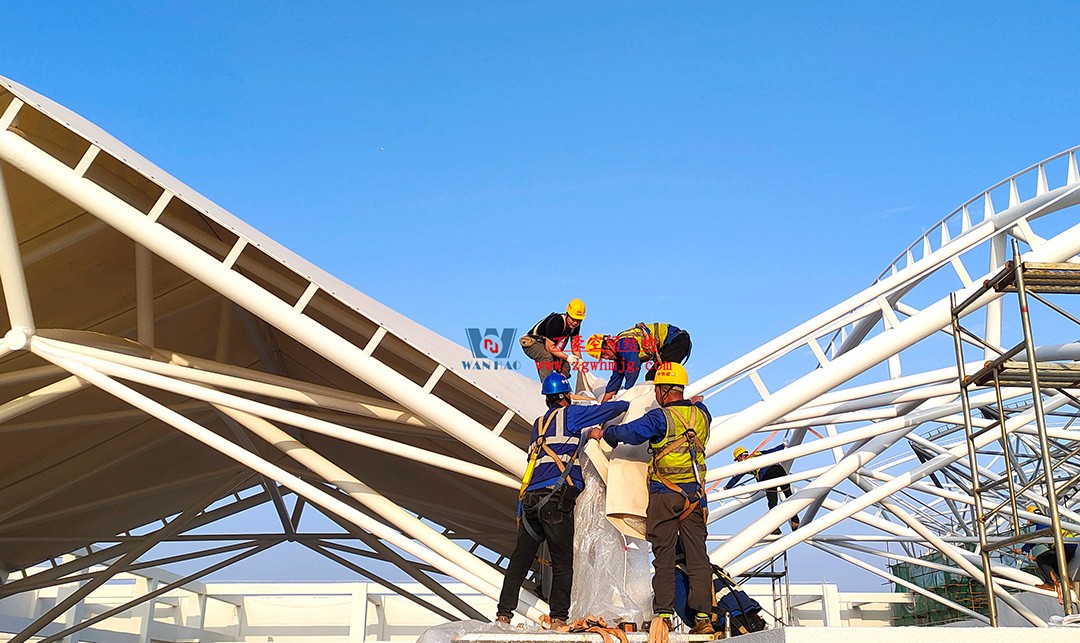 工程進度全速推進，PTFE膜材張拉在即！